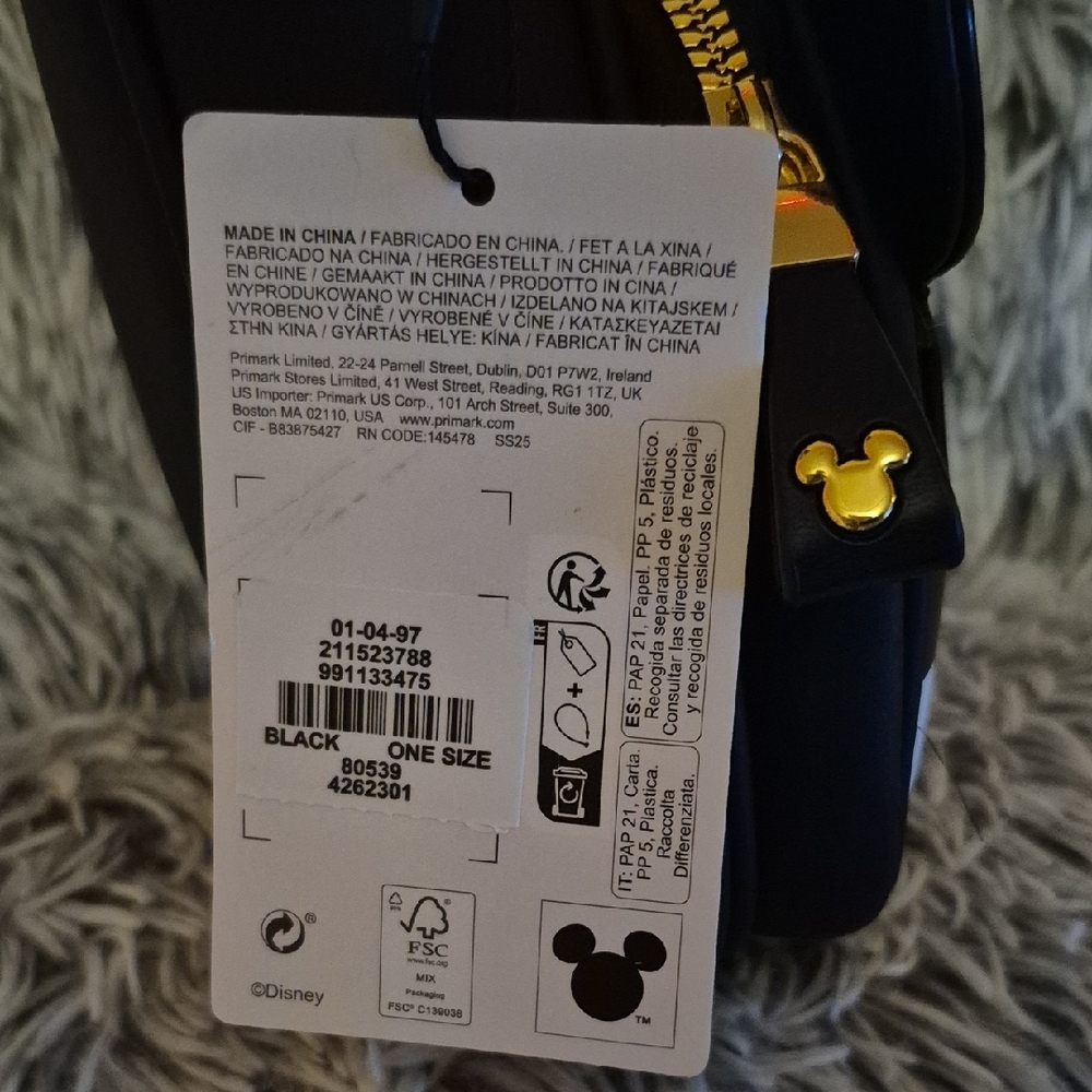 Disney Black and White Mickey Mouse Messenger Crossbody Bag - Picture 5 of 7